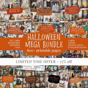 Halloween Mega Bundle | 800+ Printable Pages | Spooky Ephemera Tags | Creepy Junk Journal | Vintage Halloween Kit | Gothic Scrapbook Pages