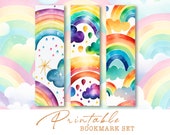 Watercolor Rainbow Bookmarks, Printable Kids Reader Gift (Digital Download)