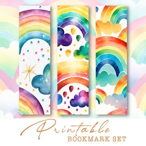 Rainbow Bookmarks, Printable Ephemera, Rainbow Printable Bookmarks, Watercolor Bookmarks Printable, Kids Digital Bookmarks, Rainbow Tags