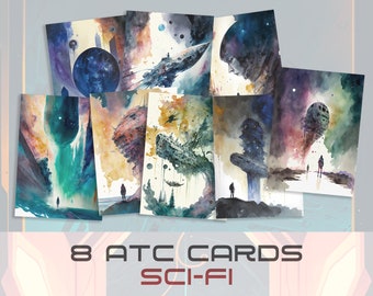 Sci-Fi ATC Cards | Galaxy Watercolor Card Making (Digital Download)