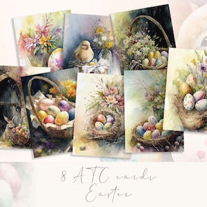 Oster-ATC Karten & Anhänger | Druckbare Frühling Ephemera | Junk Journal Ostern Kit | Scrapbooking Karten | Digitaler Download