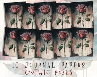 Gothic Grunge Roses Printable Pages, Gothic Junk Journal, Goth Ephemera, Bloody Roses Scrapbook, Journaling, Ephemera, Printable, Digital