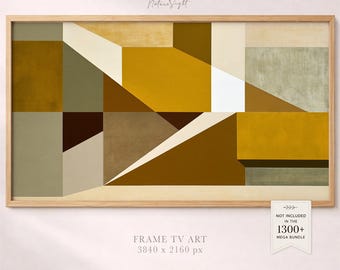 Abstract Geometric Painting Frame TV Art: Earth Tone Mid Century Wall Decor (Digital Download)