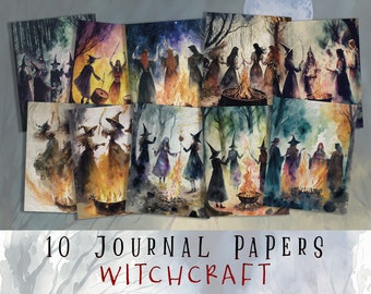Gothic printable papers, witch junk journal pages, witchy scrapbooking, digital download, ephemera, pages, papers, cards, junk journal
