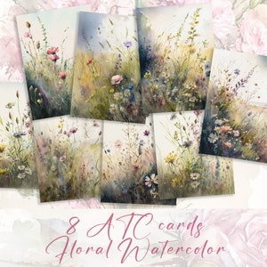 Hojas de collage de flores silvestres, tarjetas ATC florales, paquete de efímeras de flores, suministros para álbumes de recortes, imprimibles, diario, álbum de recortes, efímeras