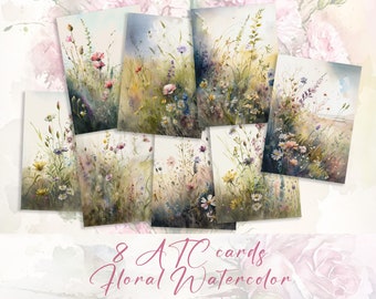 Wildflower ATC Cards Printable: Floral Watercolor Ephemera (Digital Download)