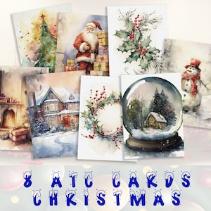 Kerstscrapbooking, kerstcollagevellen, rommeljournaalbenodigdheden, afdrukbare atc-kaarten, kortstondige, pagina's, papieren, plakboek, digitaal