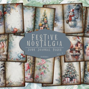 Christmas Junk Journal Pages, Xmas Scrapbook Kit, Winter Collage Sheets, Junk Journal Supplies, Vintage Ephemera, Digital Download