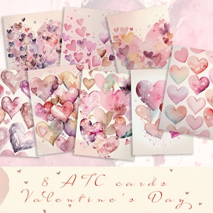 Vintage valentijnskaarten, afdrukbare shabby dagboekpagina&#39;s, Valentines Atc-kaarten, digitale download, plakboek, kortstondige