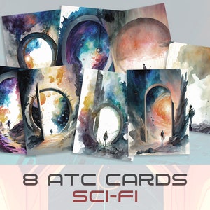 Sci-Fi ATC Cards | Futuristic Ephemera | Space Junk Journal Kit | Alien Scrapbook Printables | Digital Download