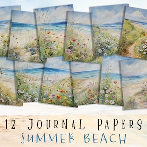 Wildflowers Scrapbooking Kit, Beach Collage Sheets, Summer Ephemera, Ocean Junk Journal Pages, Digital, Scrapbook, Journaling, Papers