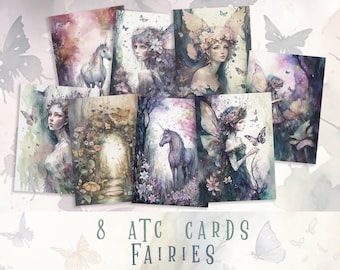 Fairy ATC Cards: Enchanted Forest Fantasy Scrapbook Cards (Digital Download)