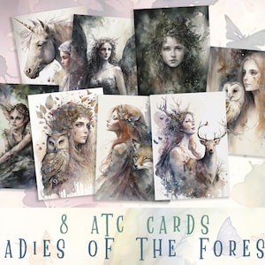 Ladies of the Forest Atc-Karten, Fee Ephemera Pack, Fee Sammelalbum, Druckbare Karten, Add-on, Ephemera, Karten, Scrapbooking, Collage Sheets