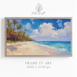 Tropical Frame TV Art | Coastal Beach TV Screensaver | Palm Trees Summer Landscape | Tropical Samsung Frame TV | Digital Download