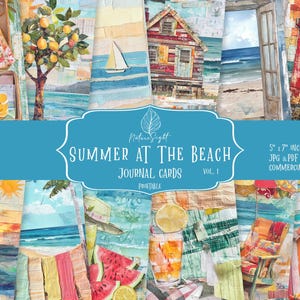 Beach Journal Cards: Coastal Ephemera, Printable Scrapbook Kit (Digital Download)