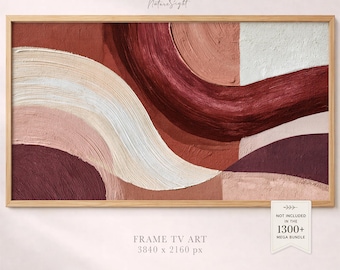 Abstract Terracotta Frame TV Art: Modern Impasto Wave Painting Display (Digital Download)
