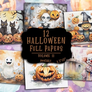 Halloween Full Papers Kit | Spooky Junk Journal Papers | Printable Scrapbook Supplies | Halloween Digital Ephemera | Halloween Backgrounds