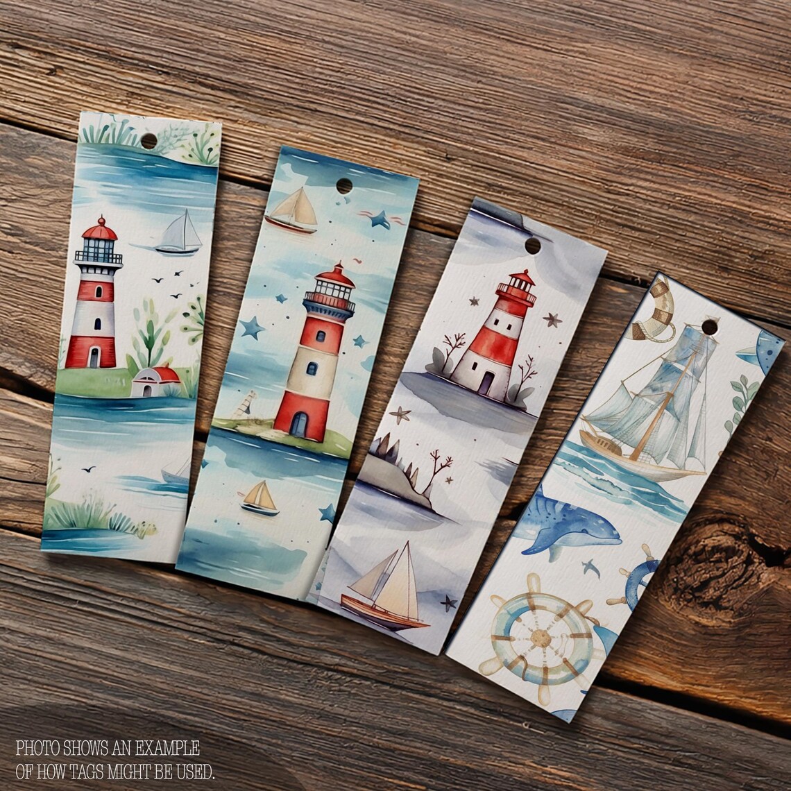 Nautical Printable Bookmarks: Coastal Scrapbook Tags (digital Download ...