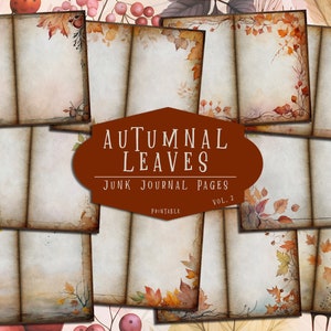 Folhas de Outono Scrapbooking, Diário de Junk de Outono, Páginas para Imprimir de Outono, Colagem de Outono, Scrapbook, Digital, Papéis, Cartões, Artesanato, Laranja