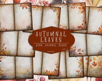 Autumn Leaves Junk Journal Pages: Printable Fall Ephemera (Digital Download)