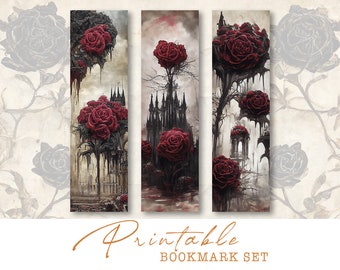 Gothic Rose Bookmarks: Halloween Fantasy Printable (Digital Download)