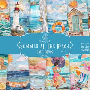 Beach Junk Journal Pages: Coastal Collage Ephemera (Digital Download)