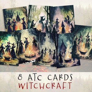 Witch ATC Cards, Witchy Ephemera Printable, Gothic Grimoire Supplies, Dark Magic ACEO, Spooky Scrapbooking, BOS Pages, Witch Junk Journal