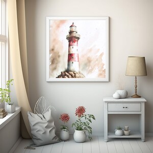 Lighthouse Digital Print Watercolor Wall Art Nautical - Etsy