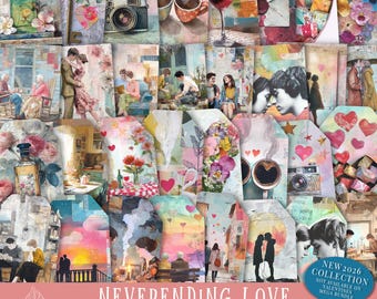 Valentine Scrapbook Ephemera: Junk Journal Tags & ATC (Digital Download)