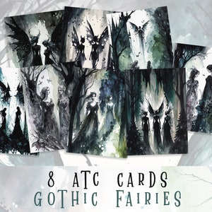 Gothic Fairies ATC Cards | Wicca Ephemera Pack | Dark Fantasy Junk Journal Cards | Scrapbook Supplies Digital Art | Fantasy Junk Journal