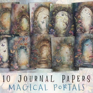 Magical Portals Junk Journal Pages, Fairy Collate Sheets, Fairy Ephemera, Magic Scrapbook, Journaling, Páginas, Papéis, Cartões, Scrapbook