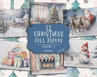 Christmas Scrapbook Paper: Winter Collage, Festive Journal (Digital Download)