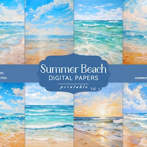 Meer Scrapbook Papier, Strand Junk Journal, Sommer Strand Hintergrund, Meer Scrapbooking Kit, Küsten Collage Sheets, Strand Ephemera, printable