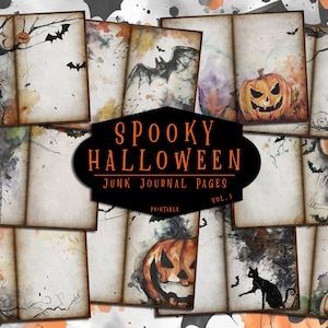 Halloween Junk Journal Pages, Gothic Scrapbook Paper, Spooky Junk Journal, Skeleton Ephemera, Halloween Collage Sheets, Digital Scrapbooking