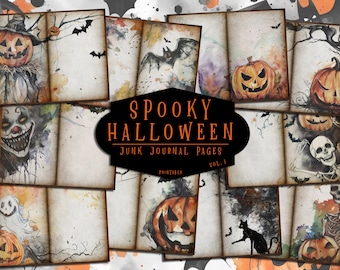 不気味なシーンのジャンクジャーナルページ：ゴシックハロウィンの