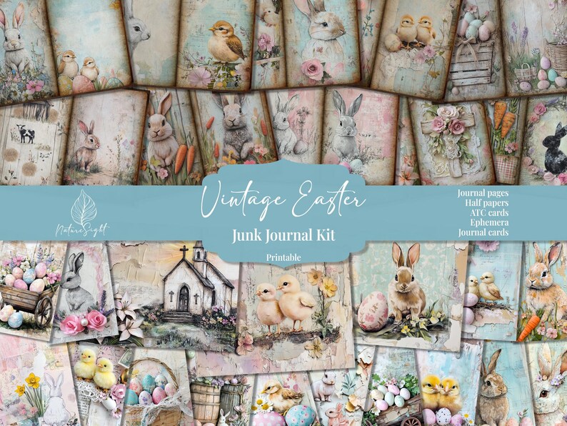 Vintage Easter Junk Journal Kit: Bunny Ephemera, Scrapbook Pages ...