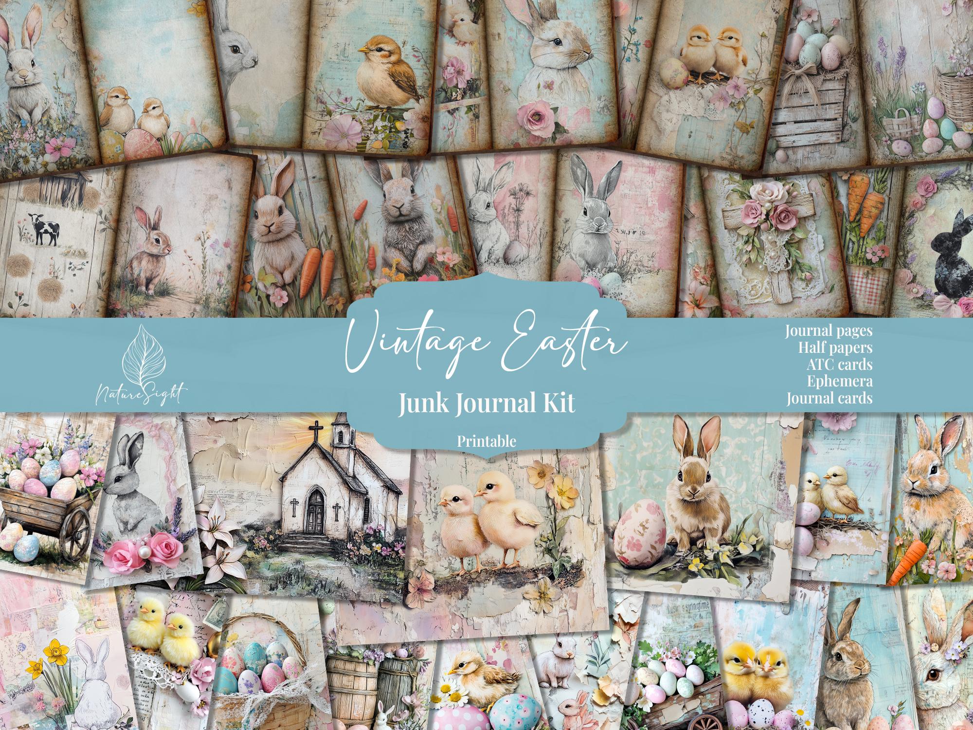 Vintage Easter Junk Journal Kit: Bunny Ephemera, Scrapbook Pages ...