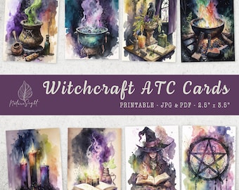 Witchcraft ATC Cards: Magical Witch Printable Scrapbook Cards (Digital Download)