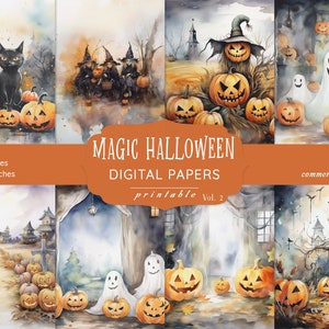 Kit de journal indésirable d&#39;Halloween, Papiers numériques Halloween, Pages de scrapbooking gothiques, Papiers de scrapbooking imprimables, Feuilles de collage Halloween