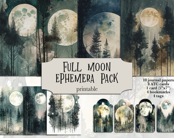 Full Moon Junk Journal Kit: Nocturnal Ephemera & Gothic Pages (Digital Download)