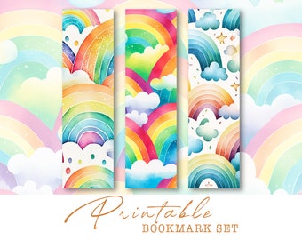 Rainbow Bookmarks | Pastel Printable Bookmark Set (Digital Download)