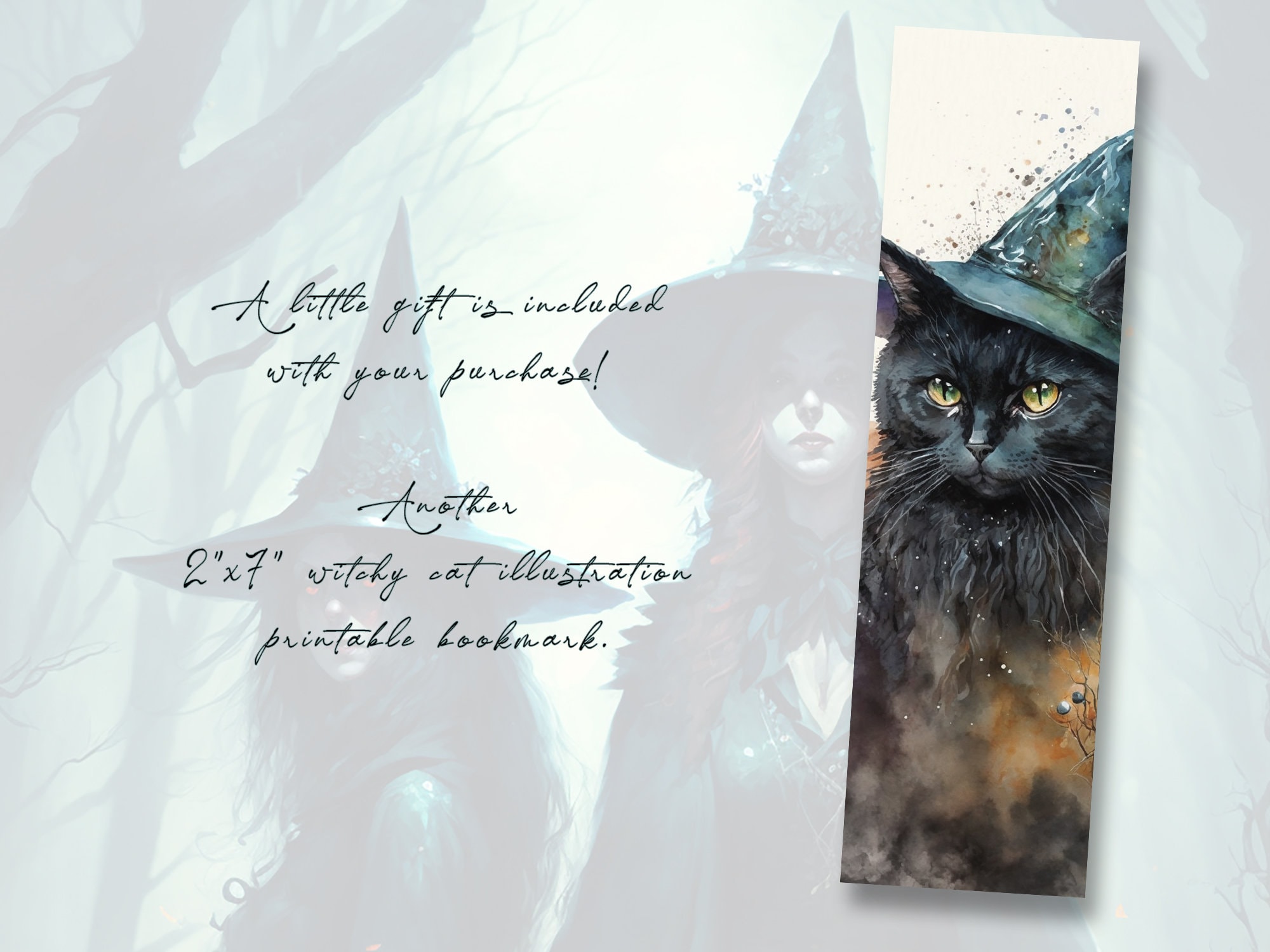 Black Cats Printable Bookmarks Set Witchy Cats Bookmarks - Etsy