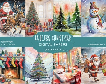 Papeles digitales navideños: Papel para álbum de recortes navideño de 12x12 (descarga digital)