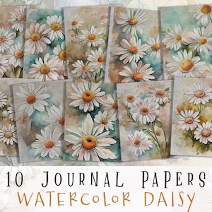 Shabby Chic Junk Journal Pages, Daisy Printable Ephemera, Shabby Collage Sheets, Floral Scrapbooking, Watercolor, Pages, Papers, Scrapbook