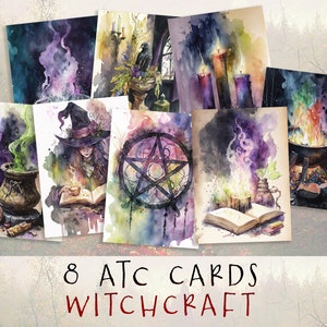 Pack d'éphémères imprimables sorcière, fournitures pour journal indésirable sorcière, cartes Atc wicca, cartes Wicca, journalisation, scrapbooking, téléchargement immédiat