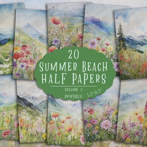 Wildflowers Scrapbook Pages, Floral Collage Sheets, Flowers Ephemera, Floral Half Papers, Scrapbooking, Digital, Printable, Junk Journal