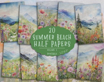 Wildflowers Scrapbook Pages, Floral Collage Sheets, Flowers Ephemera, Floral Half Papers, Scrapbooking, Digital, Printable, Junk Journal