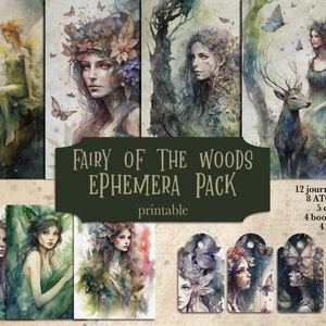 Fairy of the Woods Junk Journal, Forest Fairy Ephemera, Fairy Printable Cards, Collage Sheets, Papers, Pages, Digital, Scrapbook, Atc