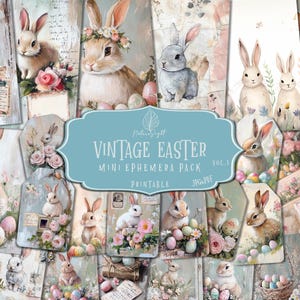 Osterhase ATC Karten | Vintage Kaninchen Ephemera | Ostern Scrapbook Zubehör | Frühling Junk Journal Kit | Druckbare Oster Tags
