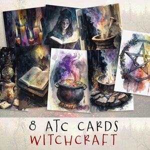 Wicca Junk Journal kortstondige, Witchy Atc-kaarten, grimoire afdrukbare papieren, Book of Shadows-kaarten, kortstondige, hekserij, Wicca